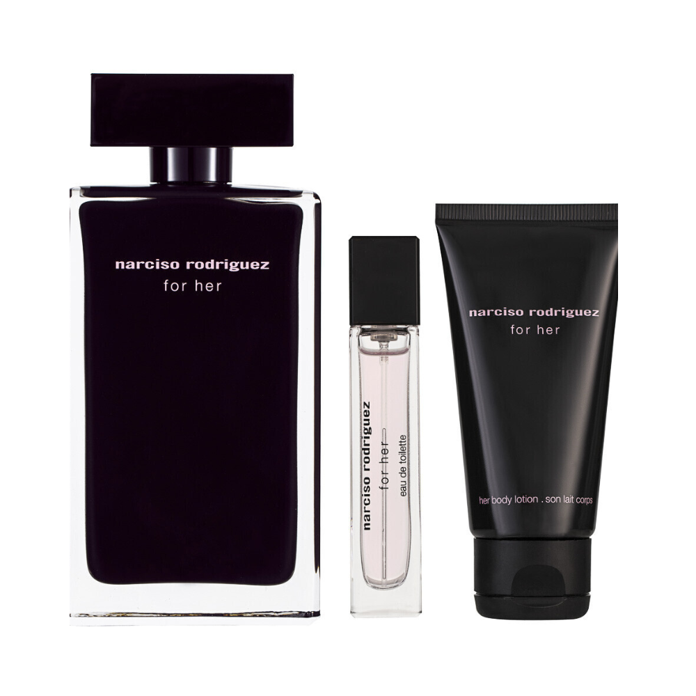 NARCISO RODRIGUEZ FOR HER GIFT SET (EDT 100ml, EDT 10ml, BL 50ml) RomidoShop.com
